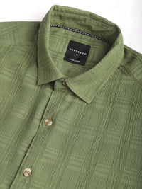 VASTRADO Men Classic Spread Collar Textured Slim Fit Casual Shirt