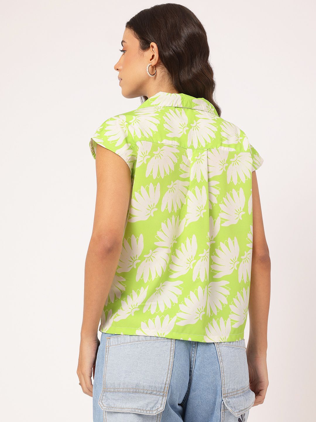 DressBerry Retro Blooms Floral Print Cuban Collar Shirt