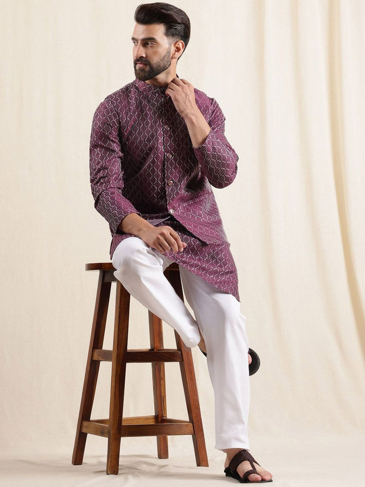 Anouk Men Geometric Embroidered Kurta with Pyjamas