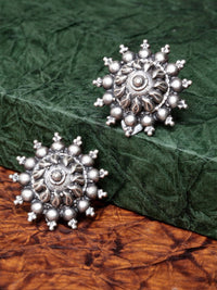 Anouk Silver-Plated Cubic Zirconia Studded Contemporary Shaped Studs