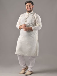 SOJANYA PLUS Plus Size Men Ethnic Motifs Embroidered Pure Cotton Kurta With Pyjamas