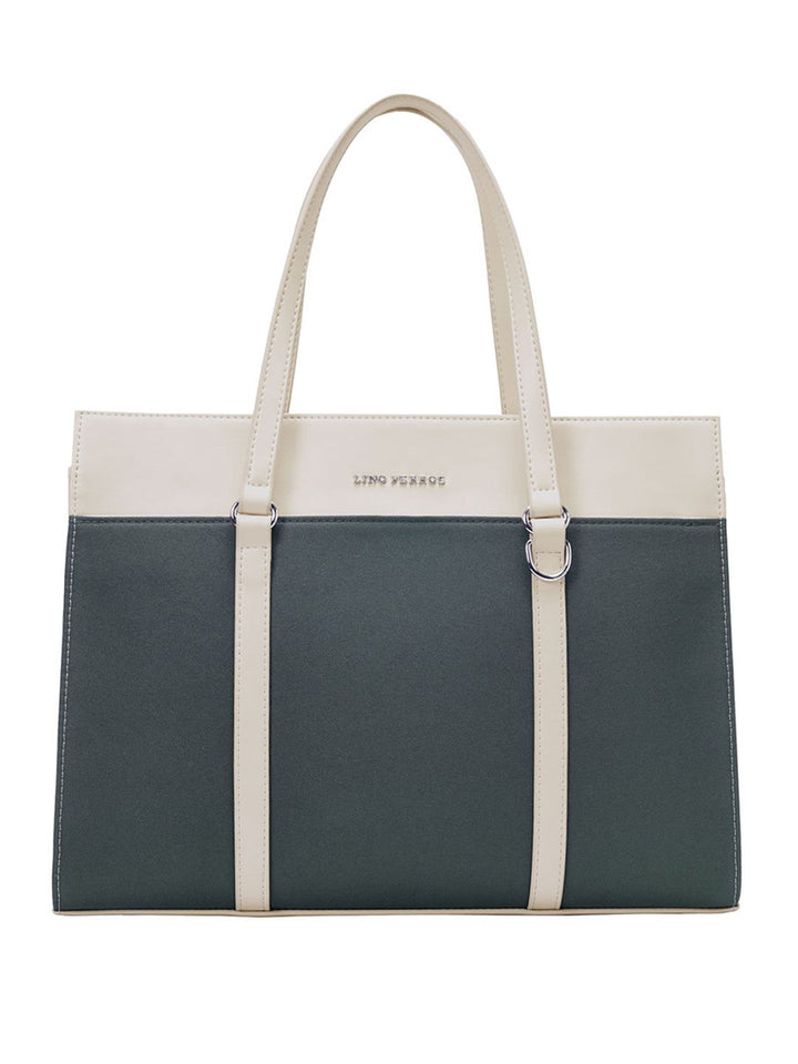 Lino Perros Structured Colorblocked Shoulder Bag With Padded Laptop Sleeve