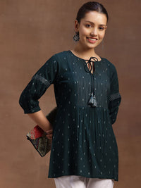 Libas Geometric Woven Design Dobby Pleated Kurti