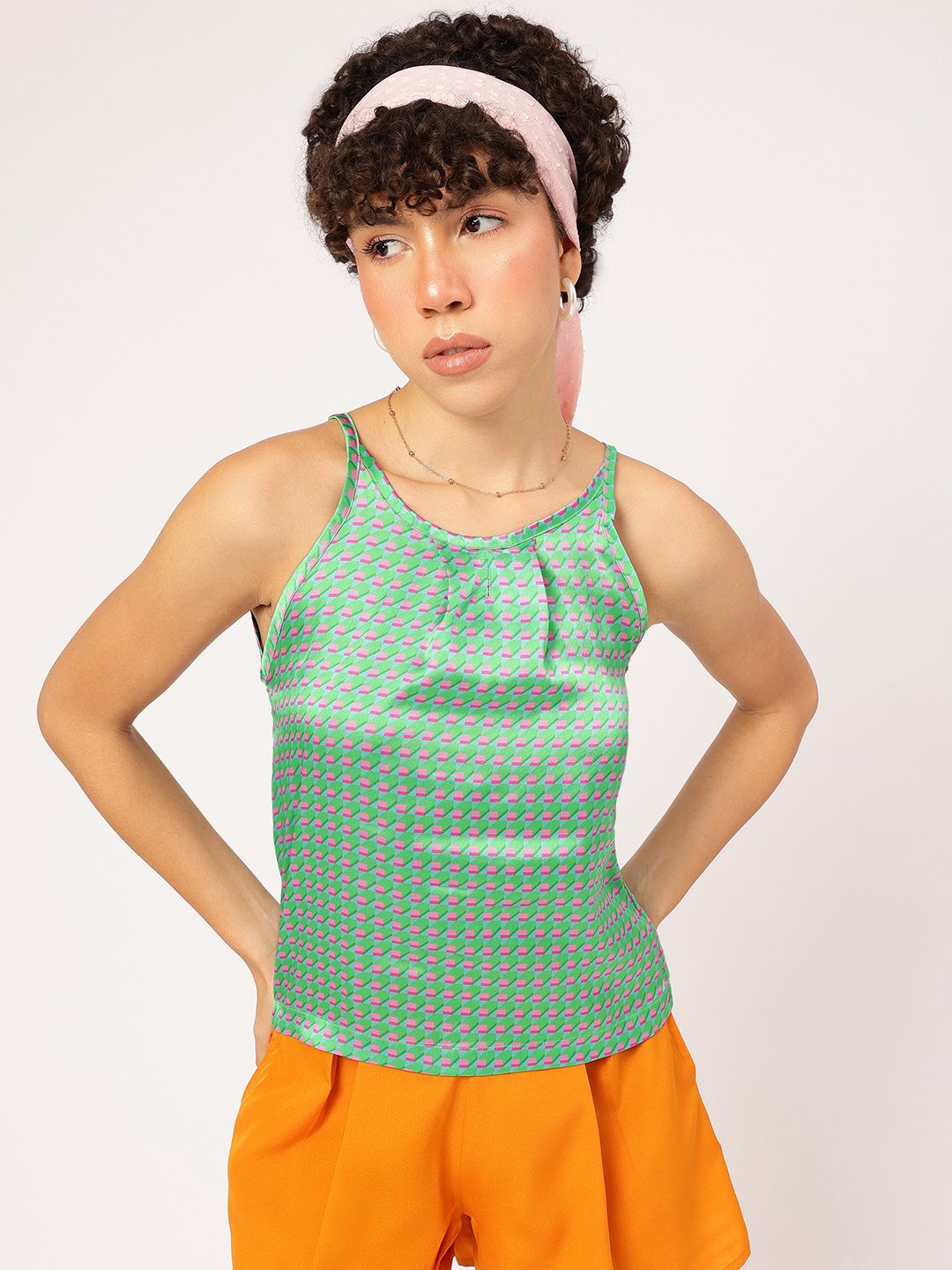 DressBerry Pleated Perfection Printed Top
