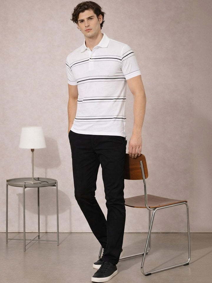 ADRO Men Striped Polo Collar T-shirt