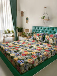 Myntra Elegant Floral Printed 300 TC King 7D Cadar Dengan 2 Sarung Bantal