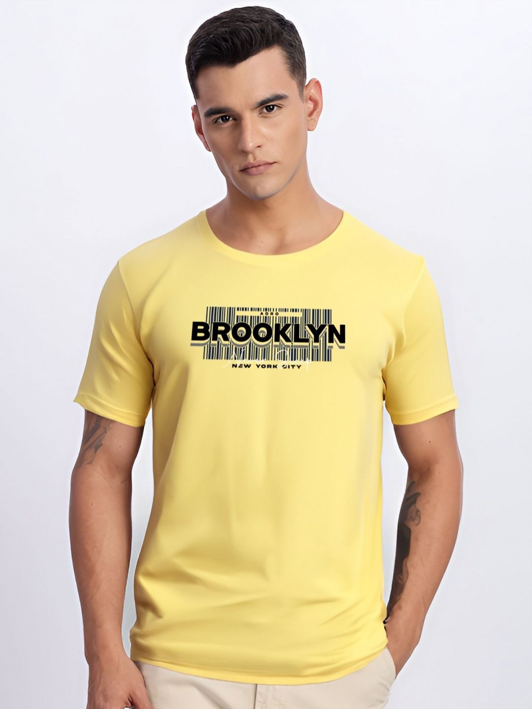 ADRO Typography Printed Round Neck Cotton T-shirt