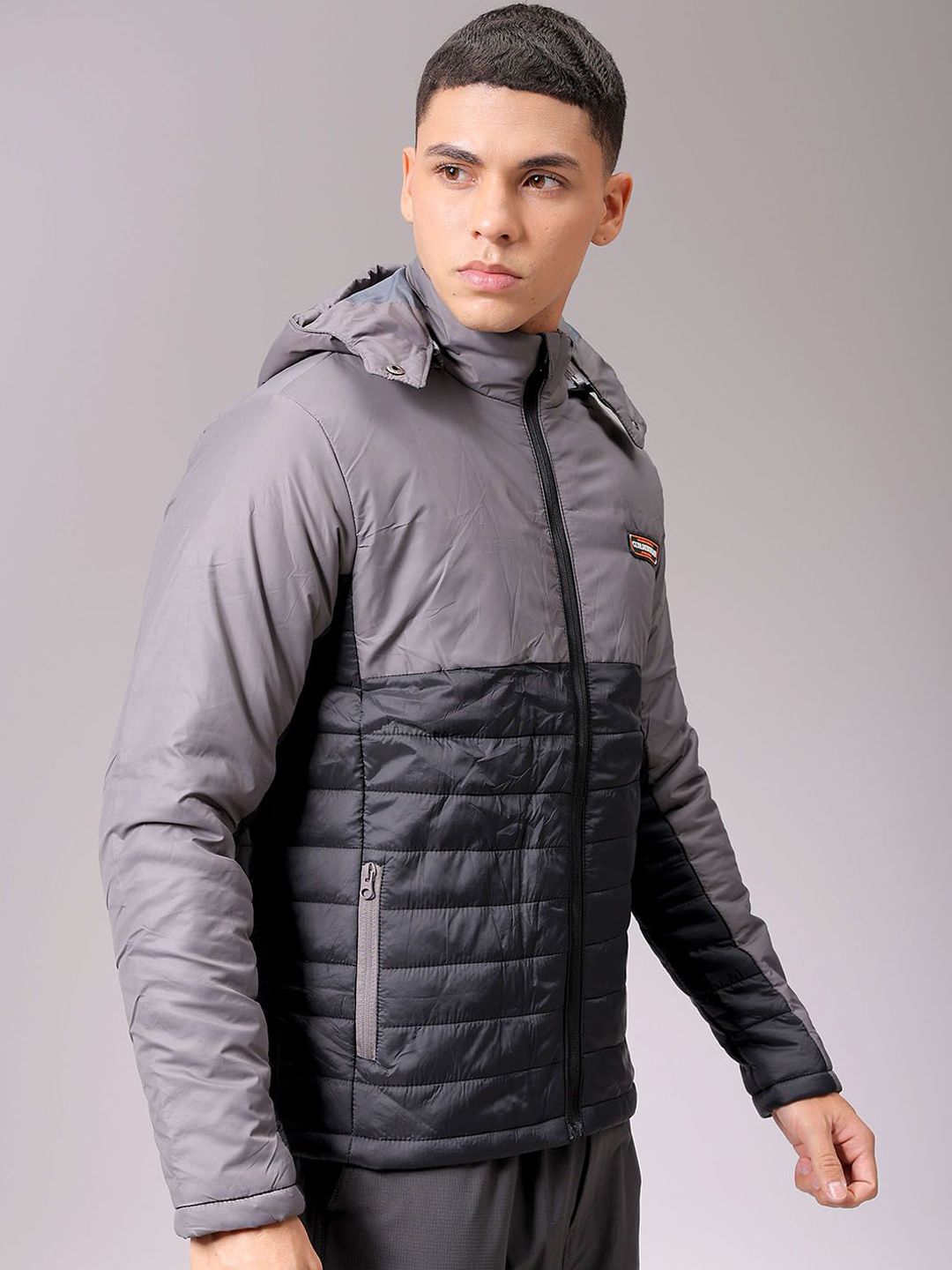 The Indian Garage Co Men Black Colourblocked Detachable Hood Padded Jacket