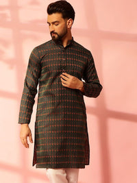 Anouk Ethnic Motifs Printed Jacquard Silk Straight Kurta