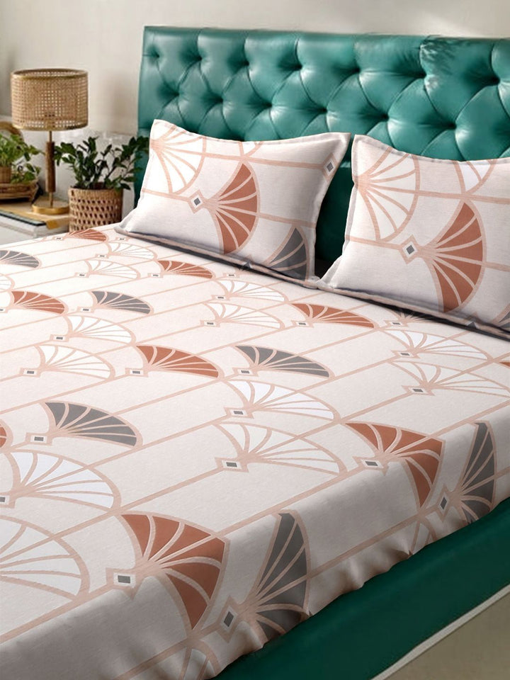 Myntra Elegant Homes Book Krim Lipat Bercetak 300 TC Set Cadar King 2.5 x 2.25 m