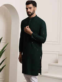 SOJANYA Ethnic Embroidered Mirror Work Pure Cotton Straight Kurta