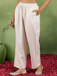 Libas Ethnic Motifs Embroidered Thread Work Straight Kurta With Trousers & Dupatta