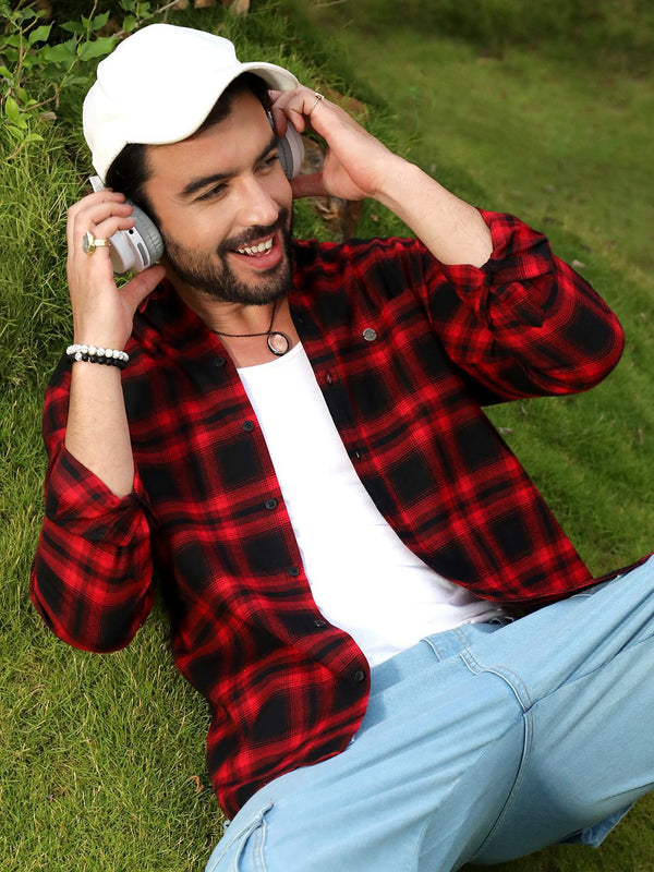 Campus Sutra Men Comfort Checked Cotton Shirt