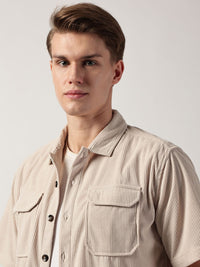 Thomas Scott Men Premium Corduroy Oversized Casual Shirt