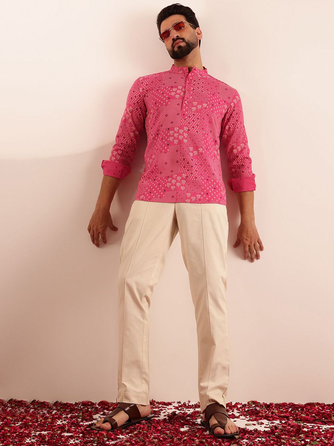 Anouk Ethnic Motifs Printed Mandarin Collar Short Kurta