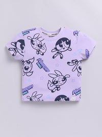 Happy Faces Kids Girls Powerpuff Girls Printed Pure Cotton T-Shirt
