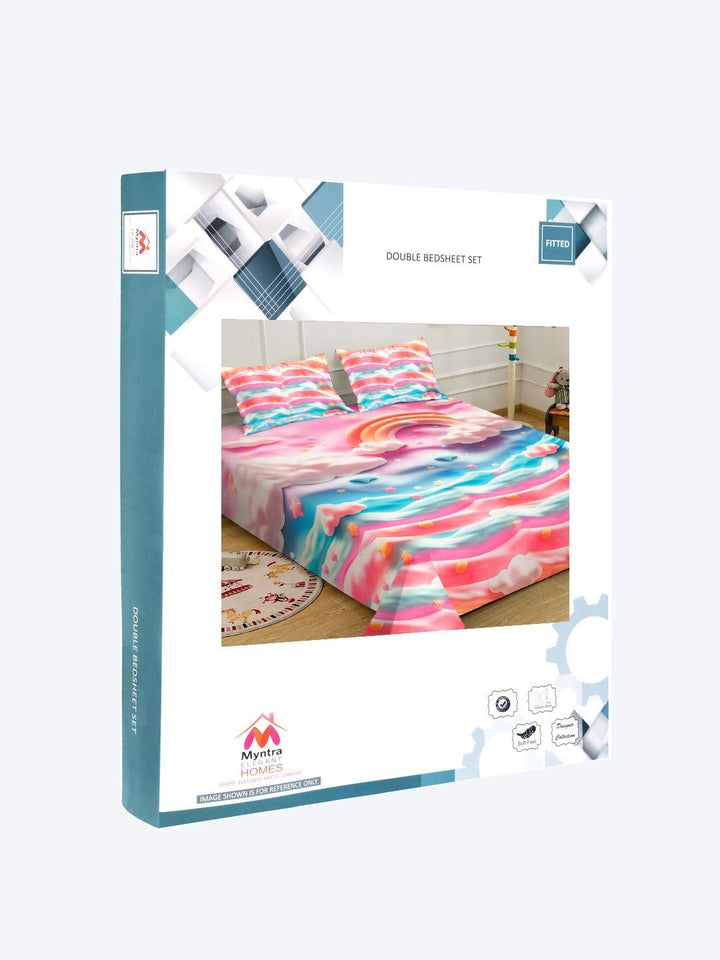 Myntra Elegant Homes Watak Kartun Pelbagai Warna 300 TC Cadar King dengan 2 Sarung Bantal