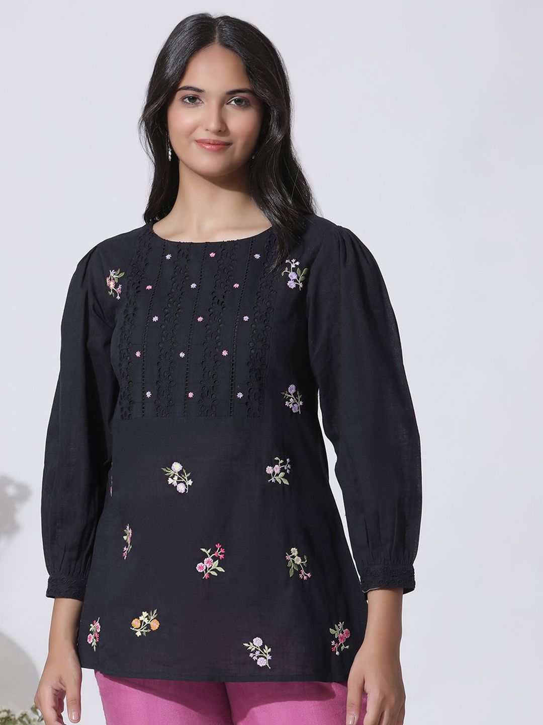 W Floral Print Cotton Top
