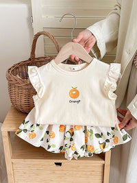 YK Girls Printed Top With Skirt