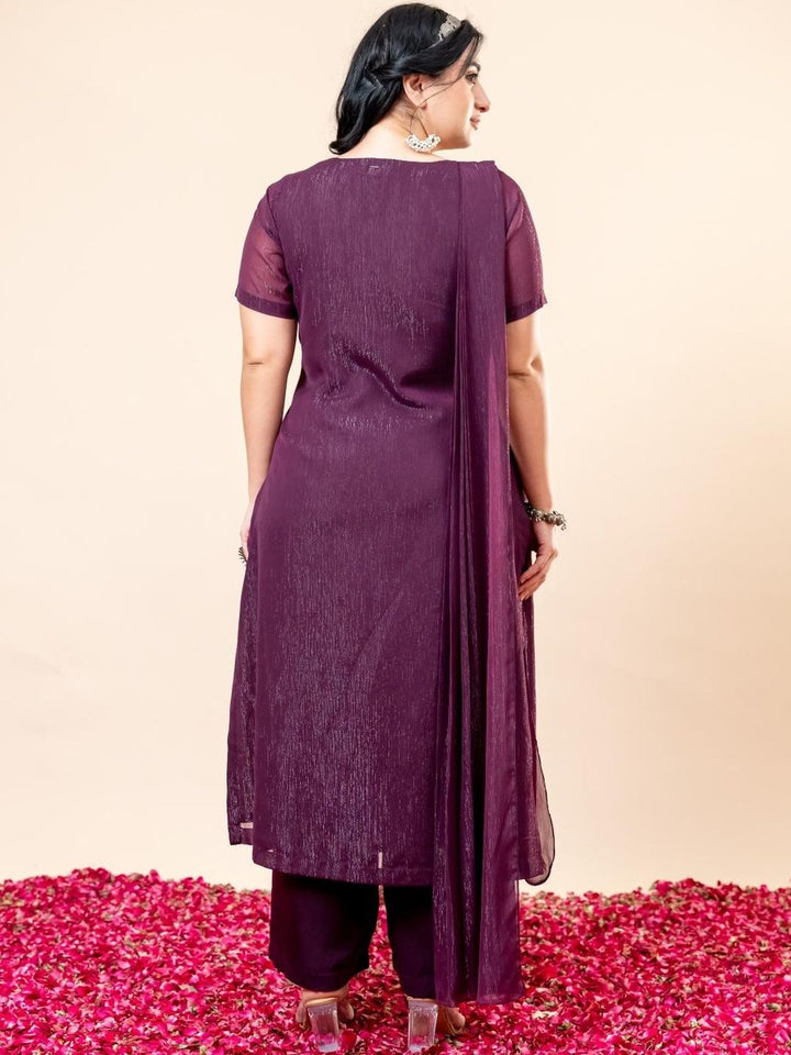 Mamicha Mehfil Embroidered V-Neck Top & Trousers Co-Ords Set