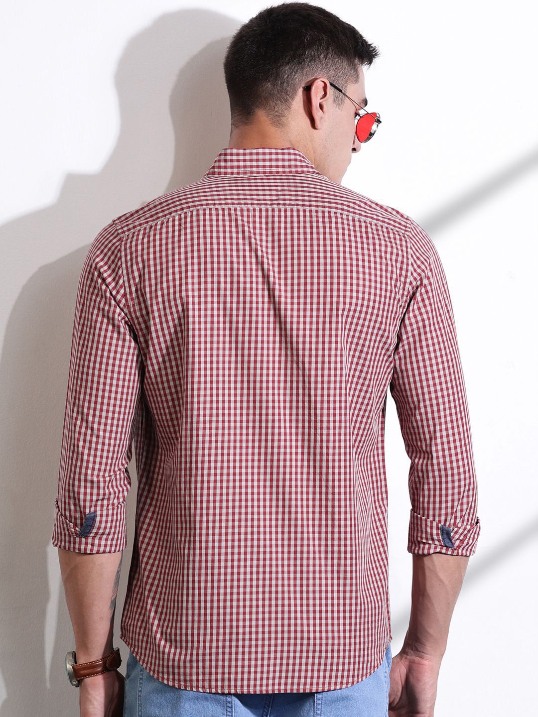 Thomas Scott Men Premium Gingham Checks Casual Shirt