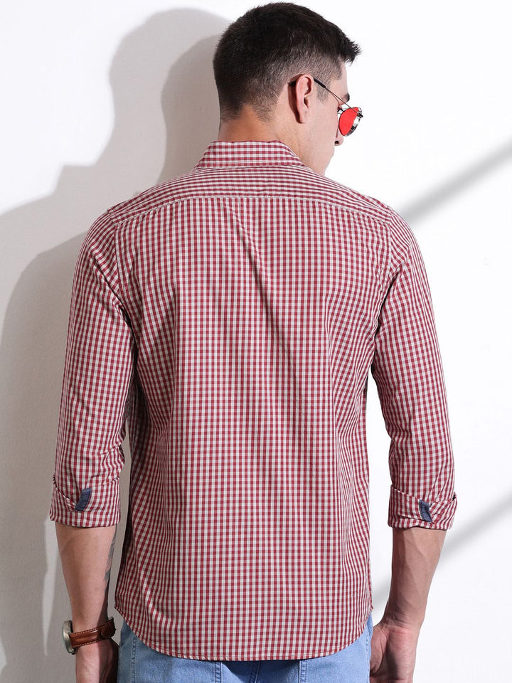 Thomas Scott Men Premium Gingham Checks Casual Shirt