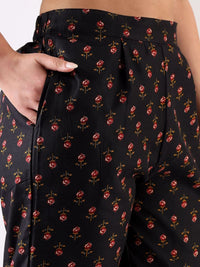 Motif Etnik Wanita Mamicha Bercetak Benang Biasa Kurta Kerja dengan Seluar & Dengan Dupatta