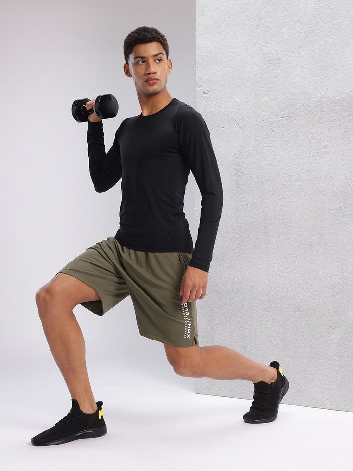 HRX by Hrithik Roshan Men Brand Logo Print Detail Regular Fit Rapid-Dry Training Shorts