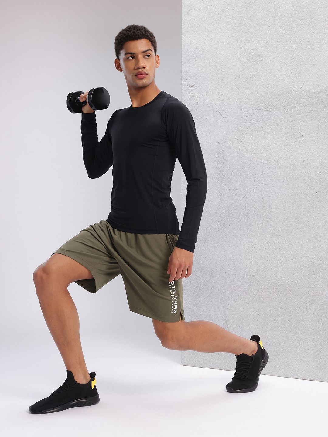 HRX by Hrithik Roshan Men Brand Logo Print Detail Regular Fit Rapid-Dry Training Shorts