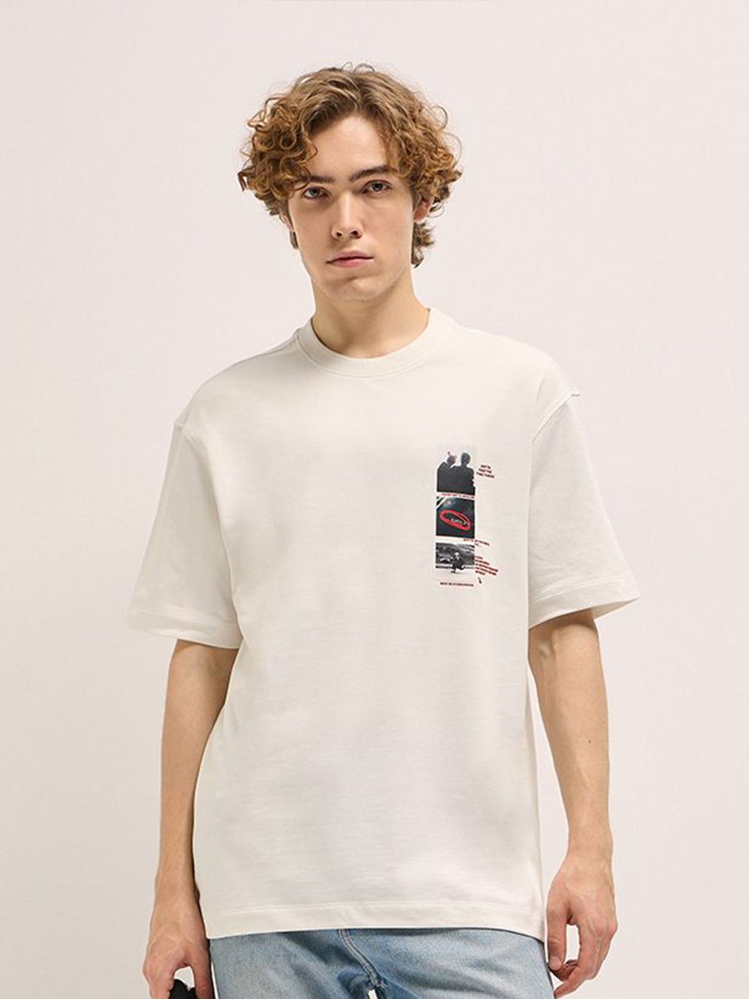 THE BEAR HOUSE Men Typography Printed Oversized T-shirt