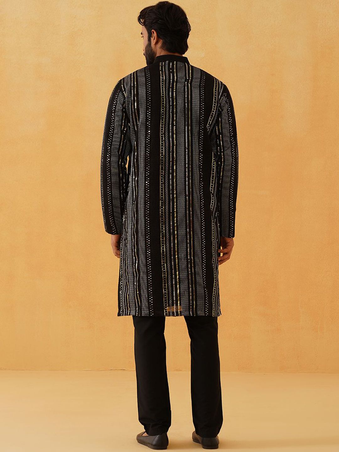 SOJANYA LUXE Lelaki Sulam Labuci Georgette Kurta