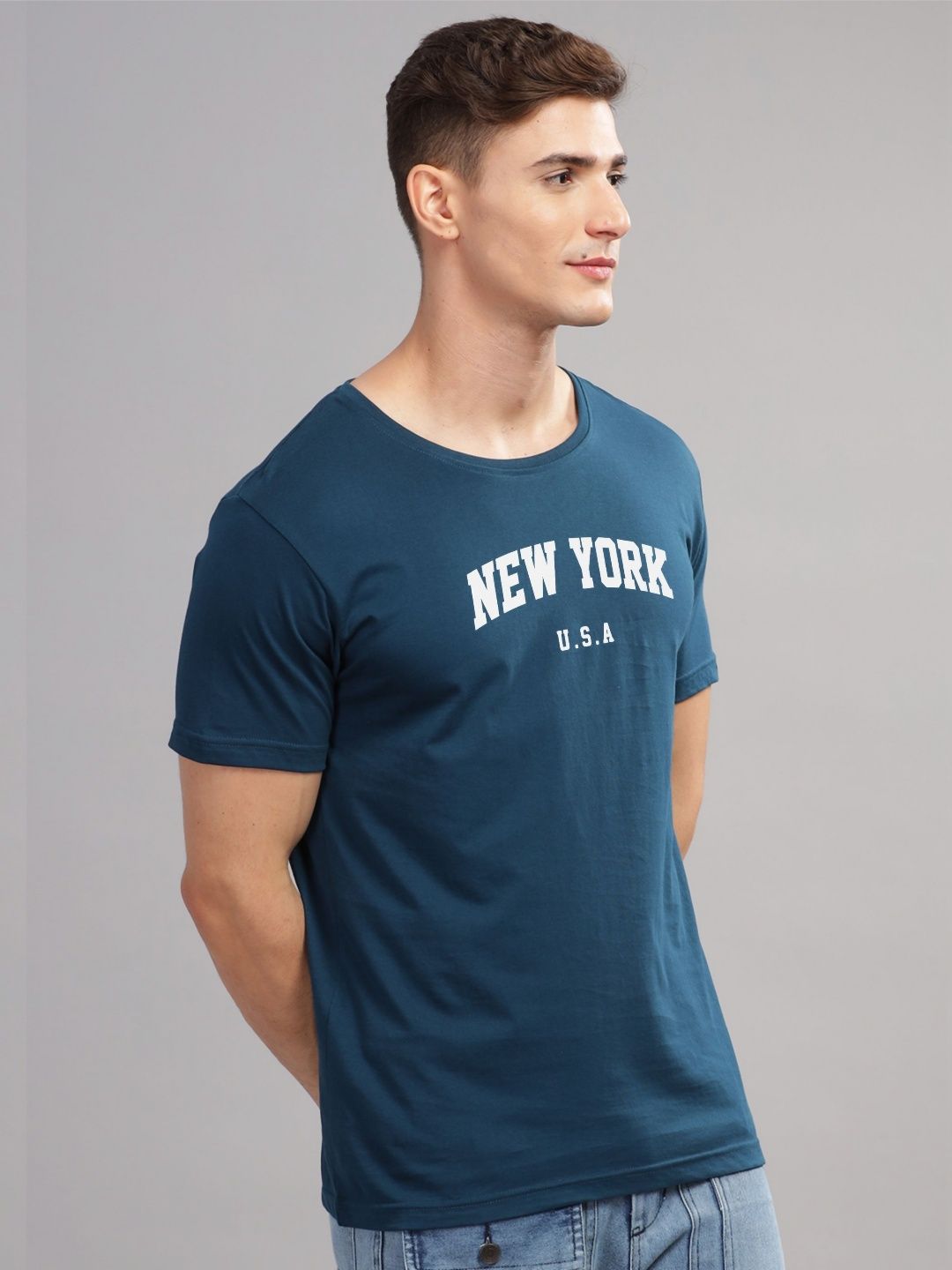 ADRO Men Typography Printed Applique T-shirt