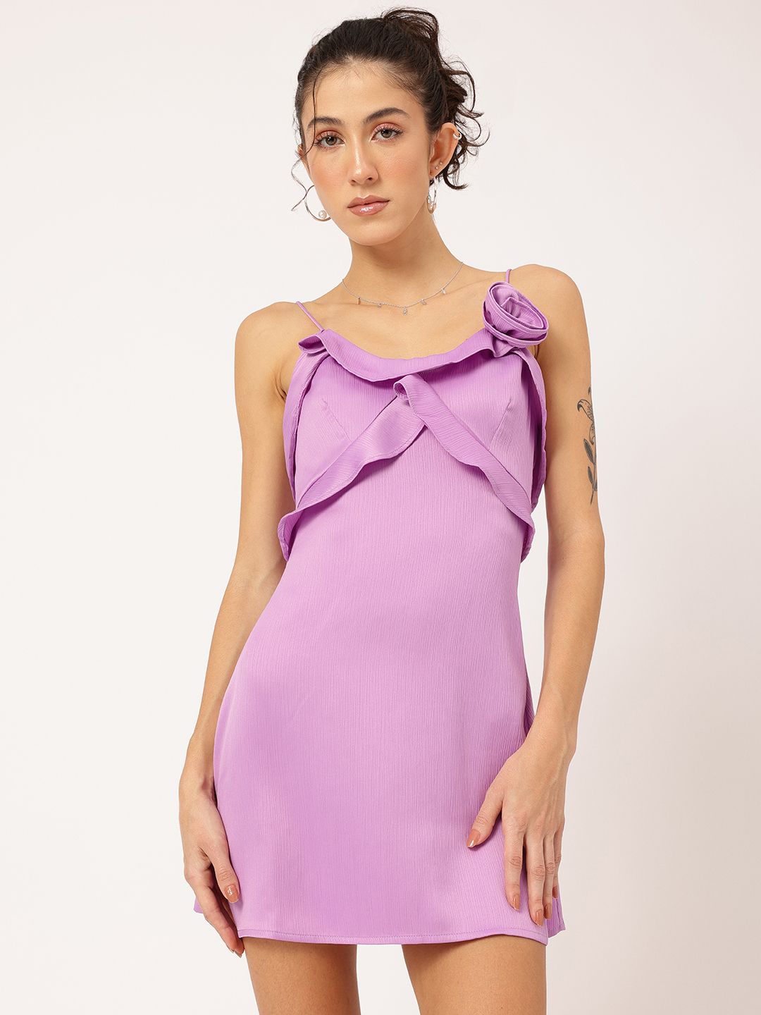 DressBerry Rose Revival Lace Up Mini Slip Dress