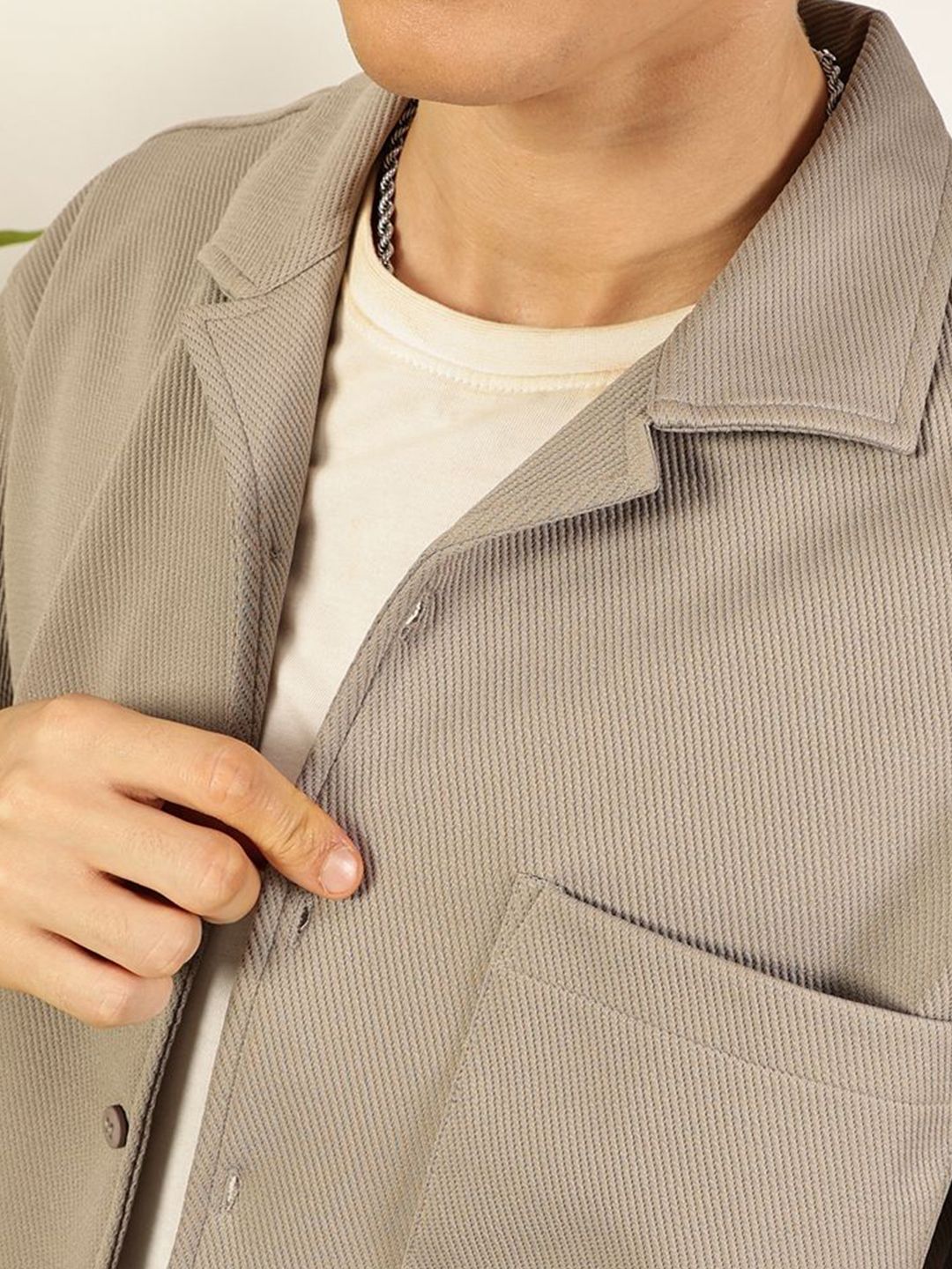 Thomas Scott Men Premium Cuban Collar Textured Casual Shirt