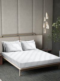 Myntra Elegant Homes White Floral 400 TC Cadar dengan 2 Sarung Bantal