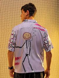 The Indian Garage Co Men Cuban Collar Graphic Printed Oversized Casual Shirt