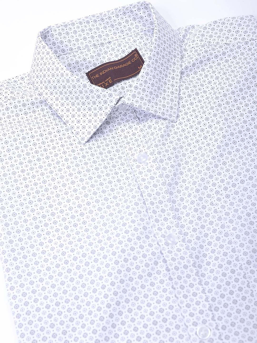 The Indian Garage Co. X Luxe Men Spread Collar Micro Ditsy Printed Slim Fit Formal Shirt