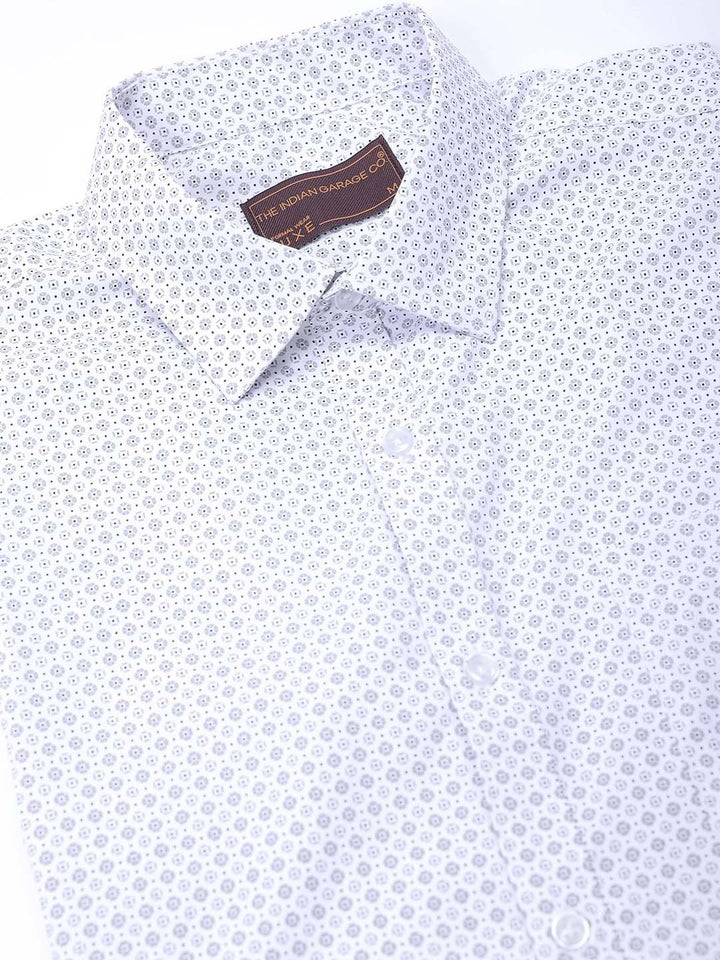 The Indian Garage Co. X Luxe Men Spread Collar Micro Ditsy Printed Slim Fit Formal Shirt