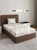 Monte Carlo Pixel White & Pink Floral Printed 120 TC Single Bedsheet Set 1.52 m x 2.30 m