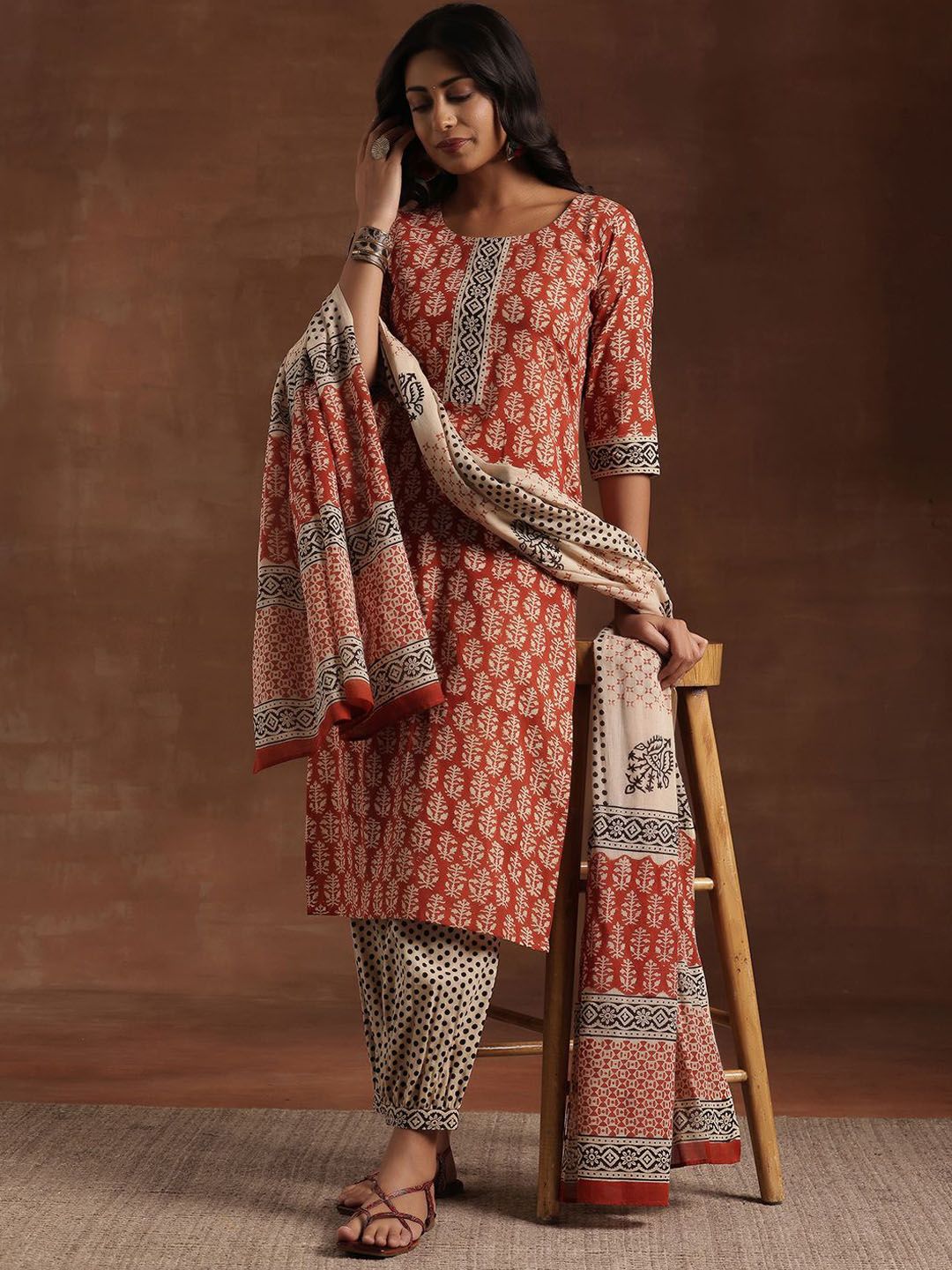 Libas Floral Printed Straight Kurta With Salwar And Dupatta