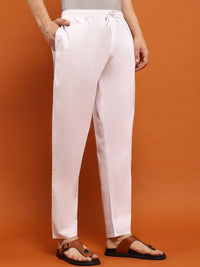 House of Chikankari Men White Cotton Solid Pant