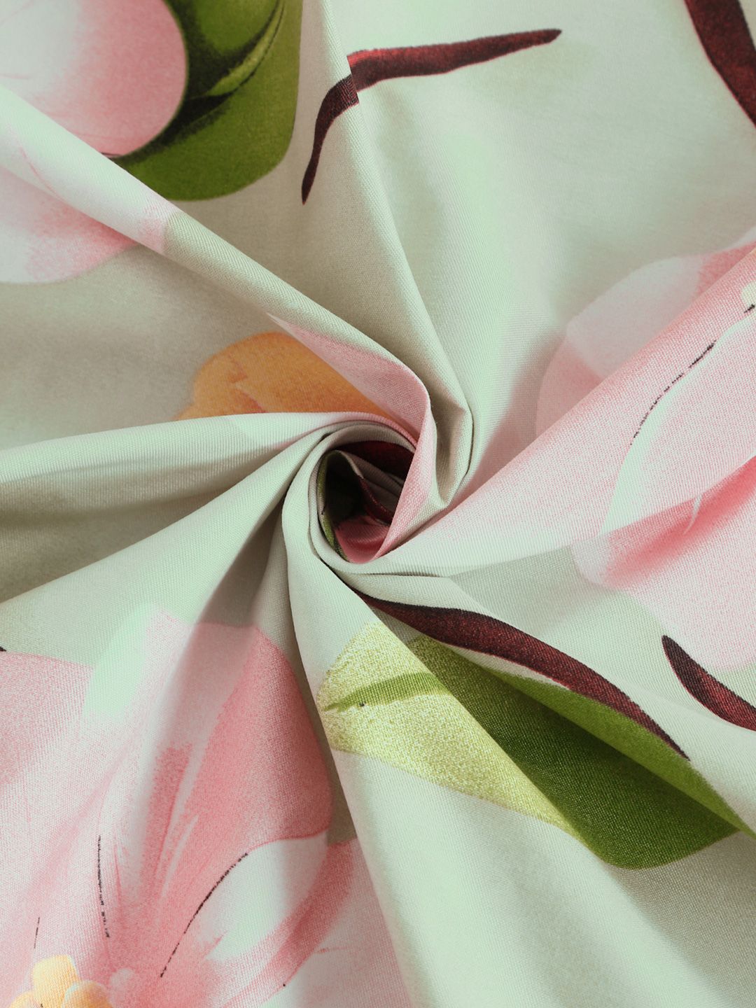 KLOTTHE Green Floral Printed Dilengkapi 300 TC King Double 7D Cadar Dengan 2 Sarung Bantal