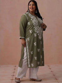 Rumah Wanita Chikankari Kurta Chikankari Sulaman Bunga