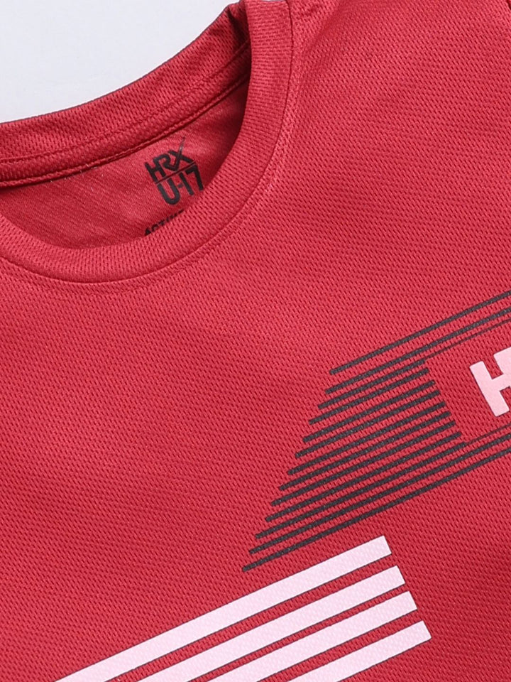 HRX by Hrithik Roshan Boys Brand Logo Printed Rapid-Dry T-shirt