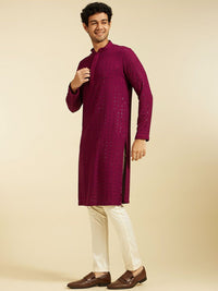 Diwas by Manyavar Ethnic Motifs Embroidered Mandarin Collar Sequinned Straight Kurta