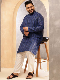 SOJANYA PLUS Motif Etnik Rekaan Tenunan Kurta Linen Kapas Kolar Mandarin Dengan Piyama