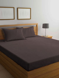 Myntra Elegant Homes Berjalur Coklat 300 TC Set Cadar King 2.50 m x 2.20 m