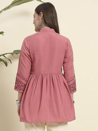 Tunik KALINI Wanita Viskos Rayon Leher Mandarin Bersulam
