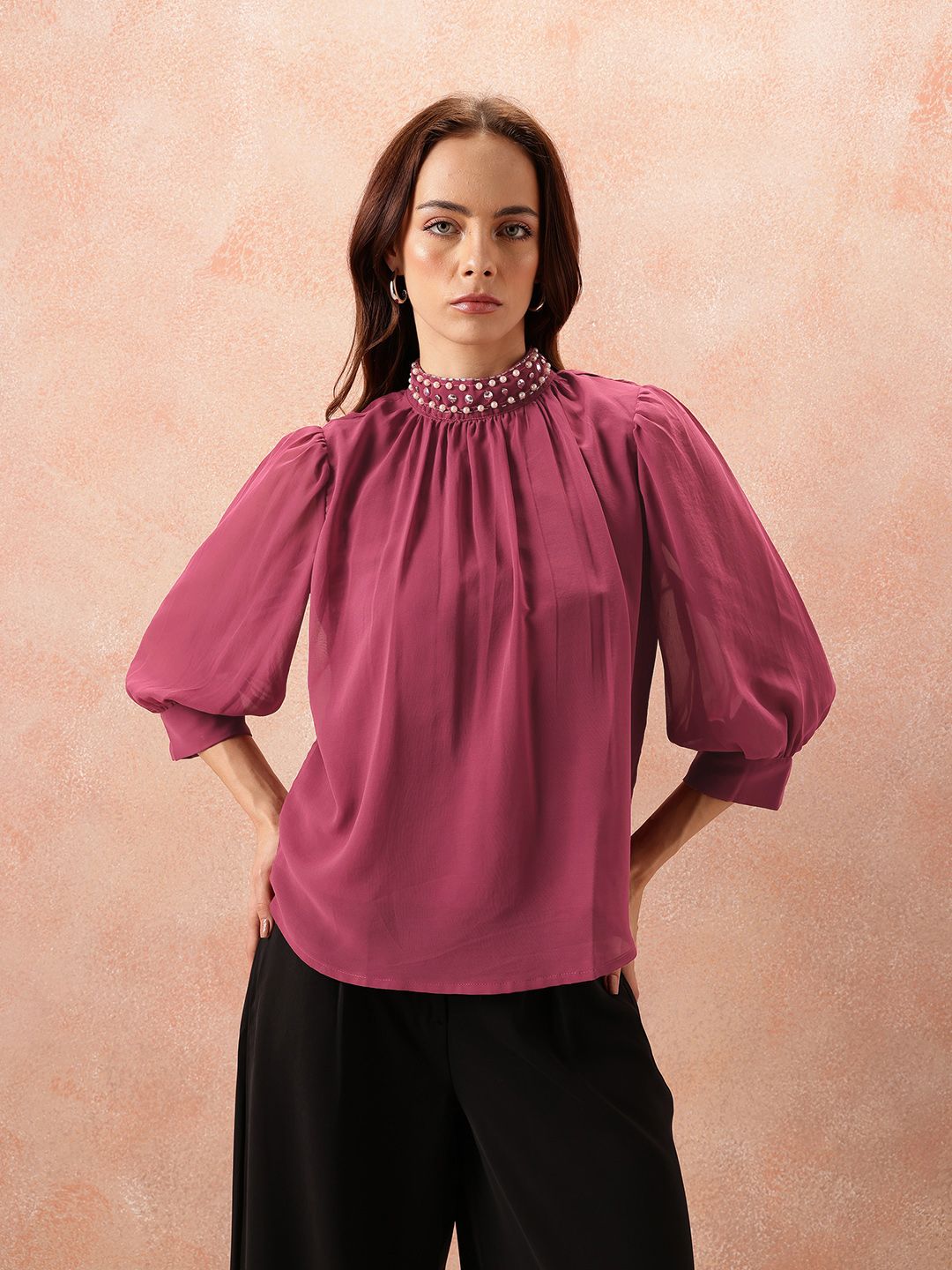 all about you Embellished High Neck Top
