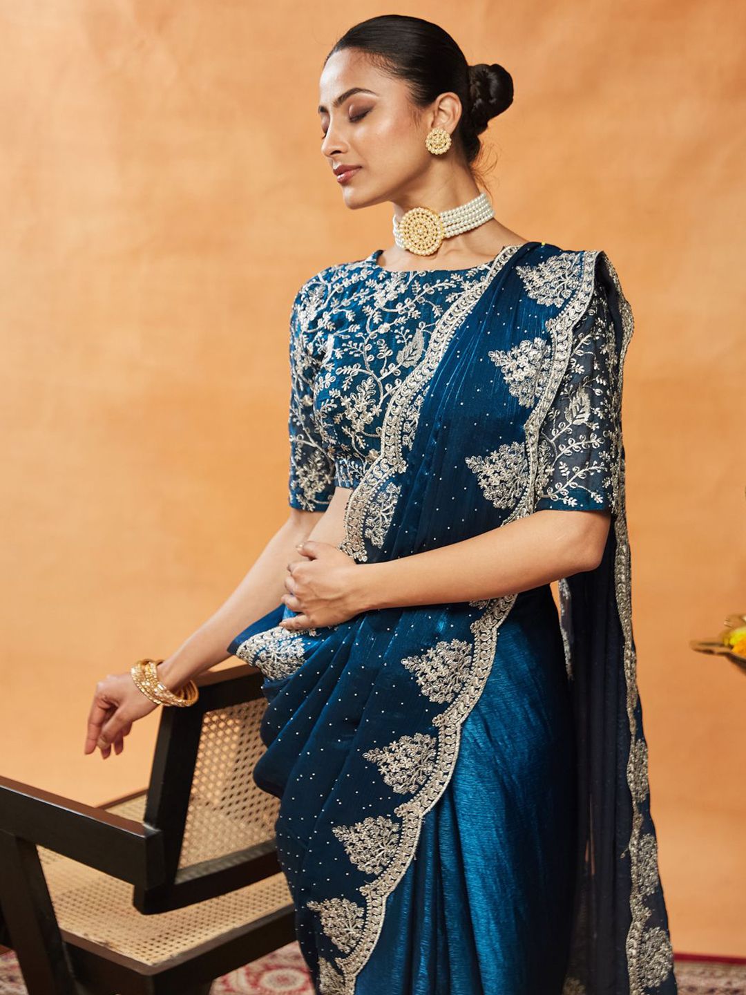 Saree Bersulam Berhias kasee